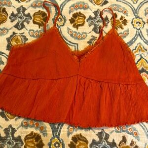 BP Red Ruffled Crop Camisole